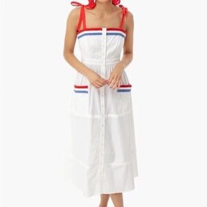 Tuckernuck Grace Patriotic Apron Dress with Ties - Size Small